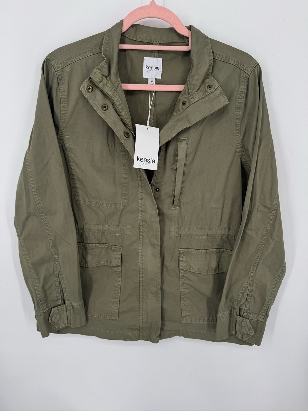 Kensie Jeans Olive Utility Jacket Military Cargo Safari Women’s Size Medium